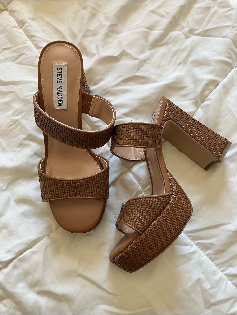 Steve Madden Stance Platform Slide Sandals in Cognac Brown